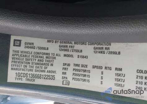 2006 Chevrolet Colorado Lt from USA, damaged, VIN 1GCDS136668122535